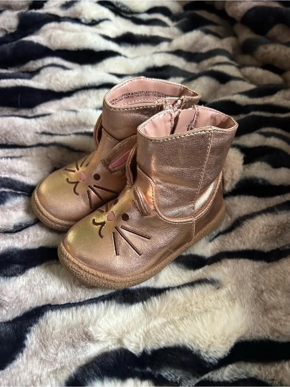 Cat & Jack Rose Gold Bunny Ear Toddler Boots